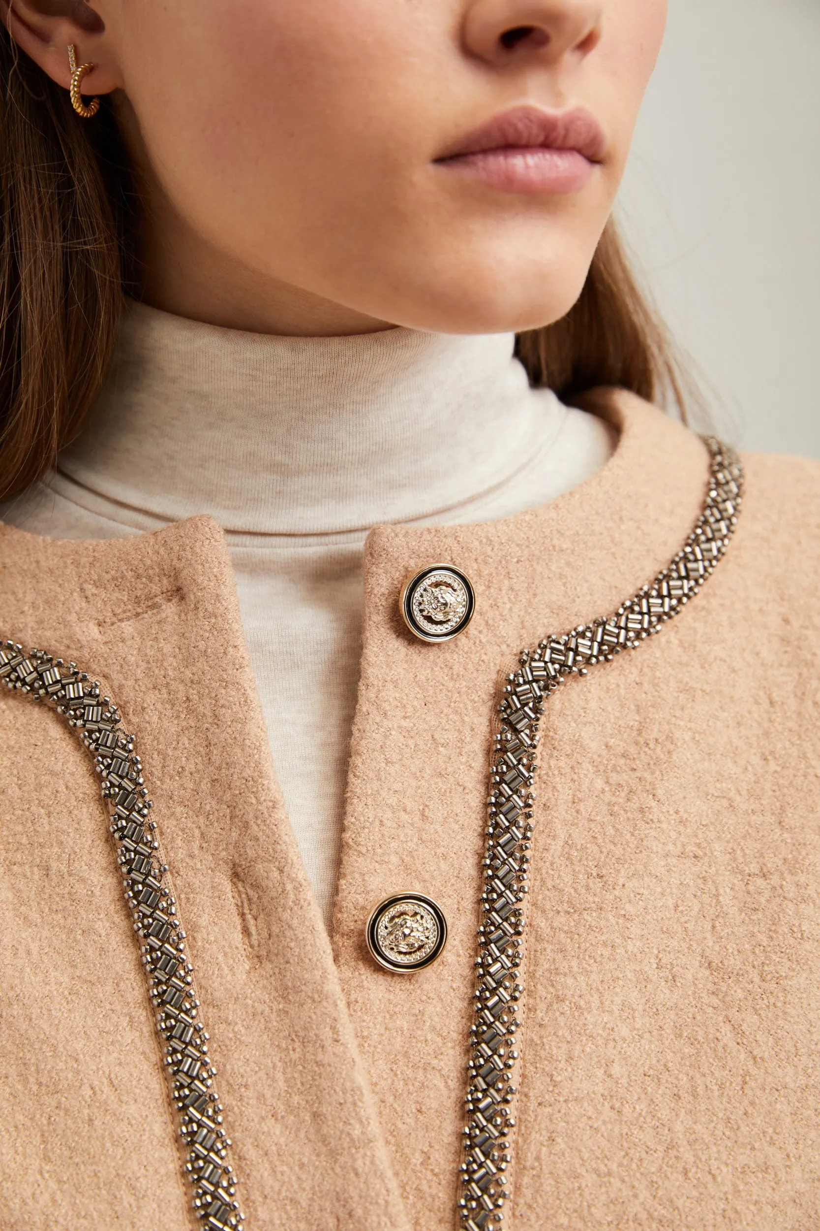 Boiled wool blend jacket with sequins detail sold by Tristan Style product image thumbnail 3