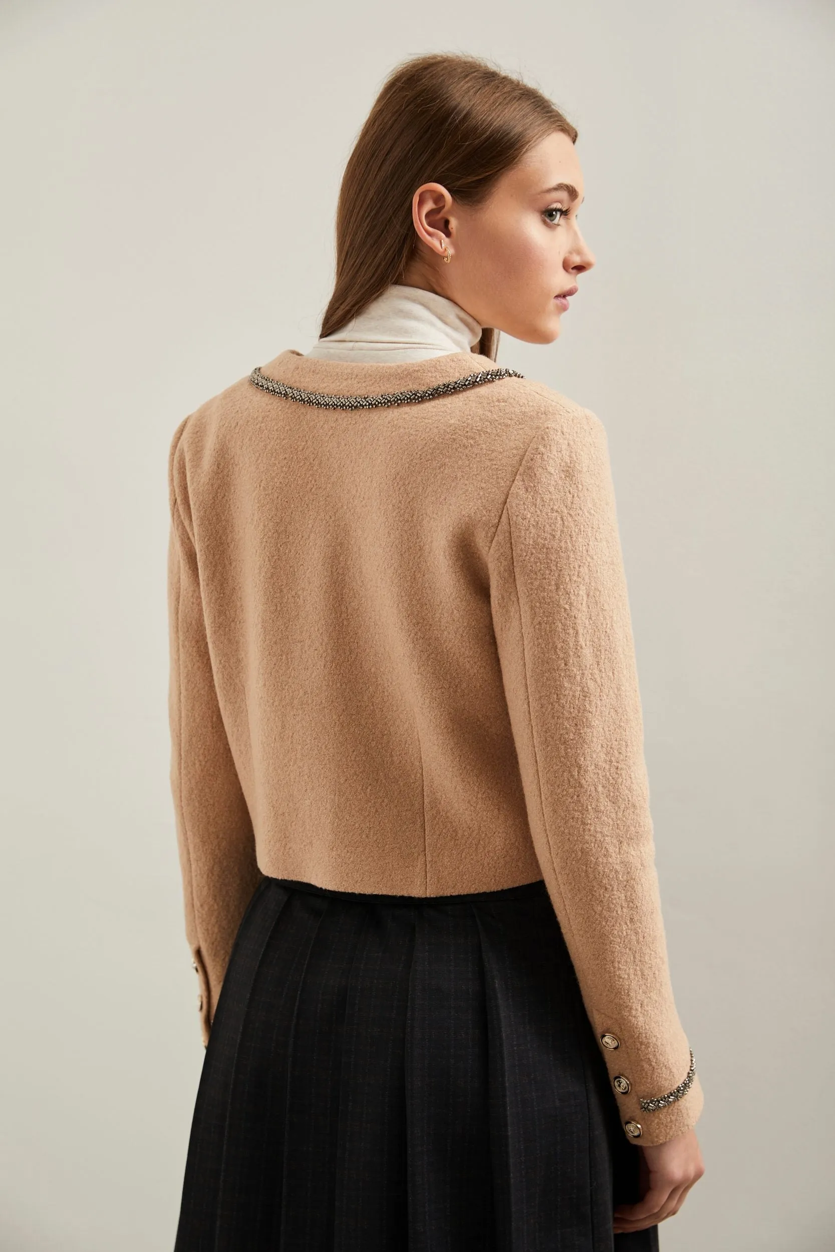 Boiled wool blend jacket with sequins detail sold by Tristan Style product image thumbnail 4