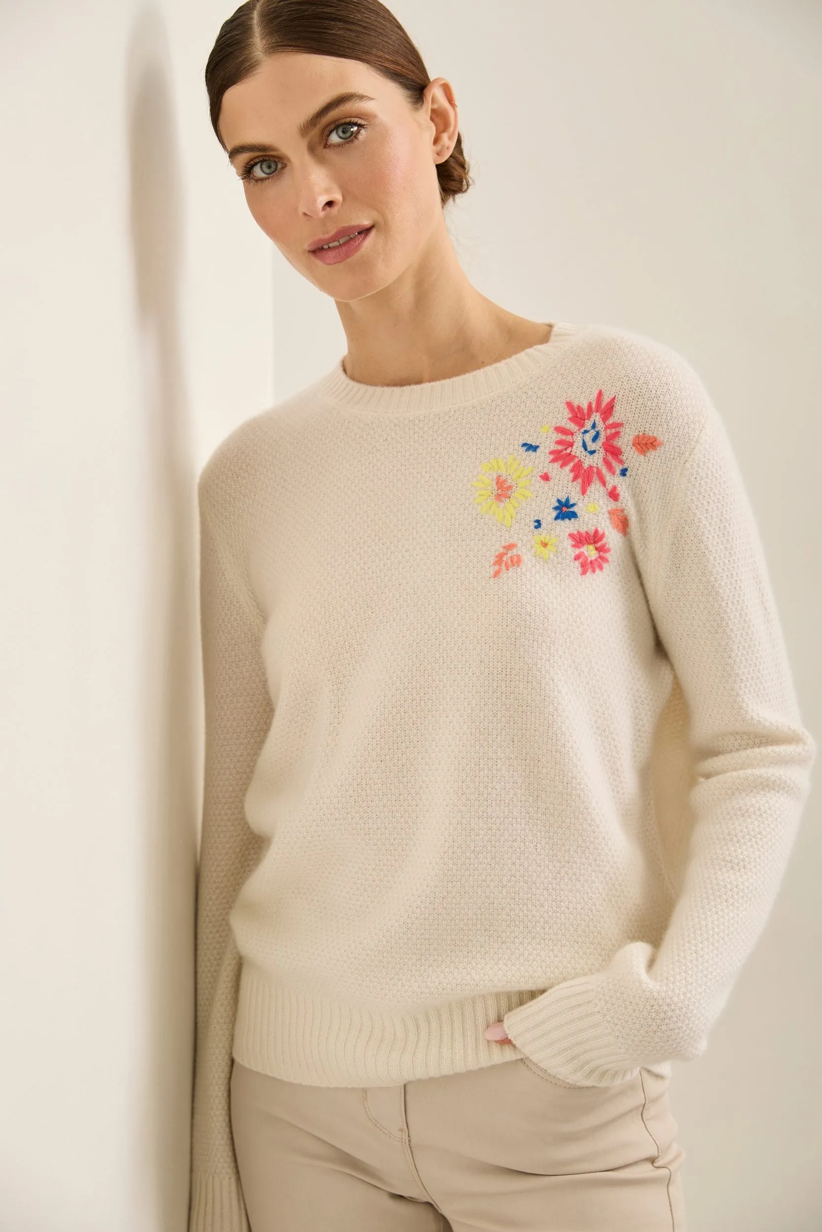 Cashmere sweater with embroide sold by Tristan Style