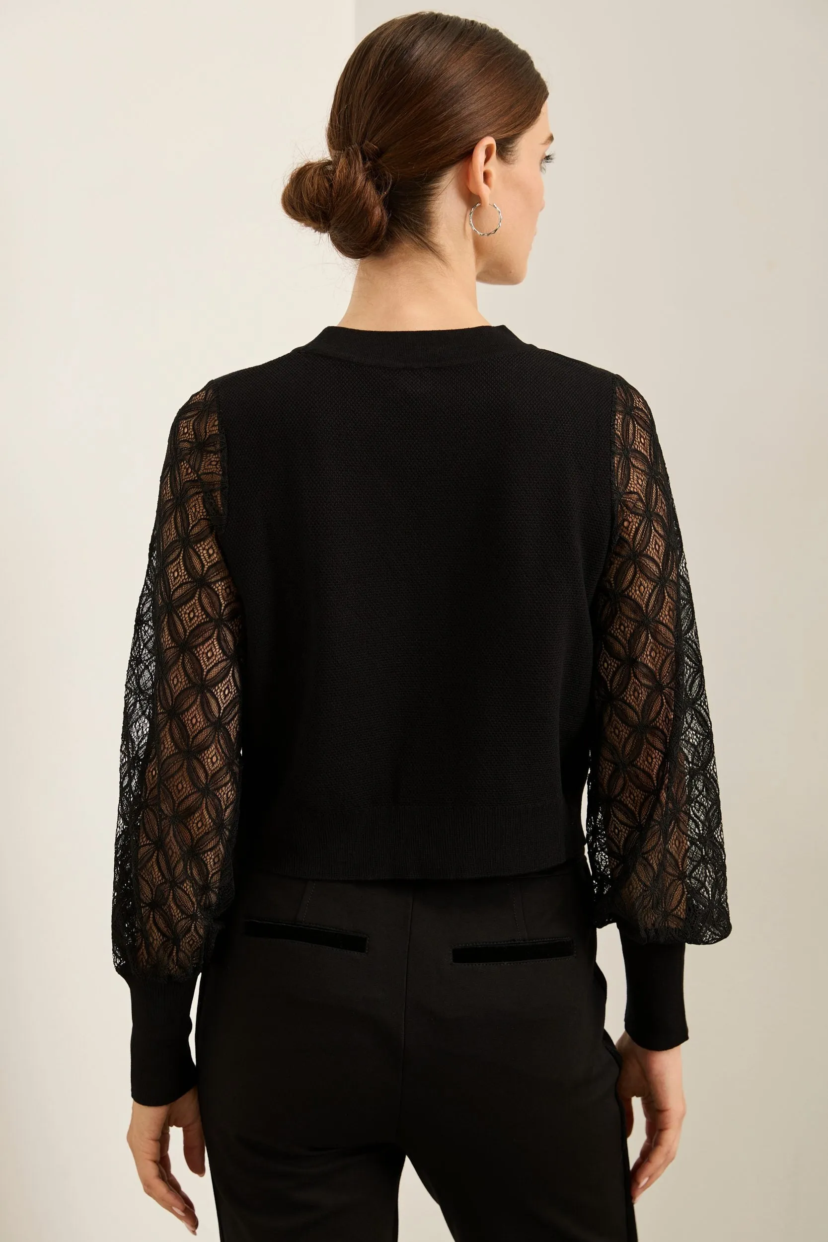 Cropped cardigan with lace sle sold by Tristan Style product image thumbnail 2