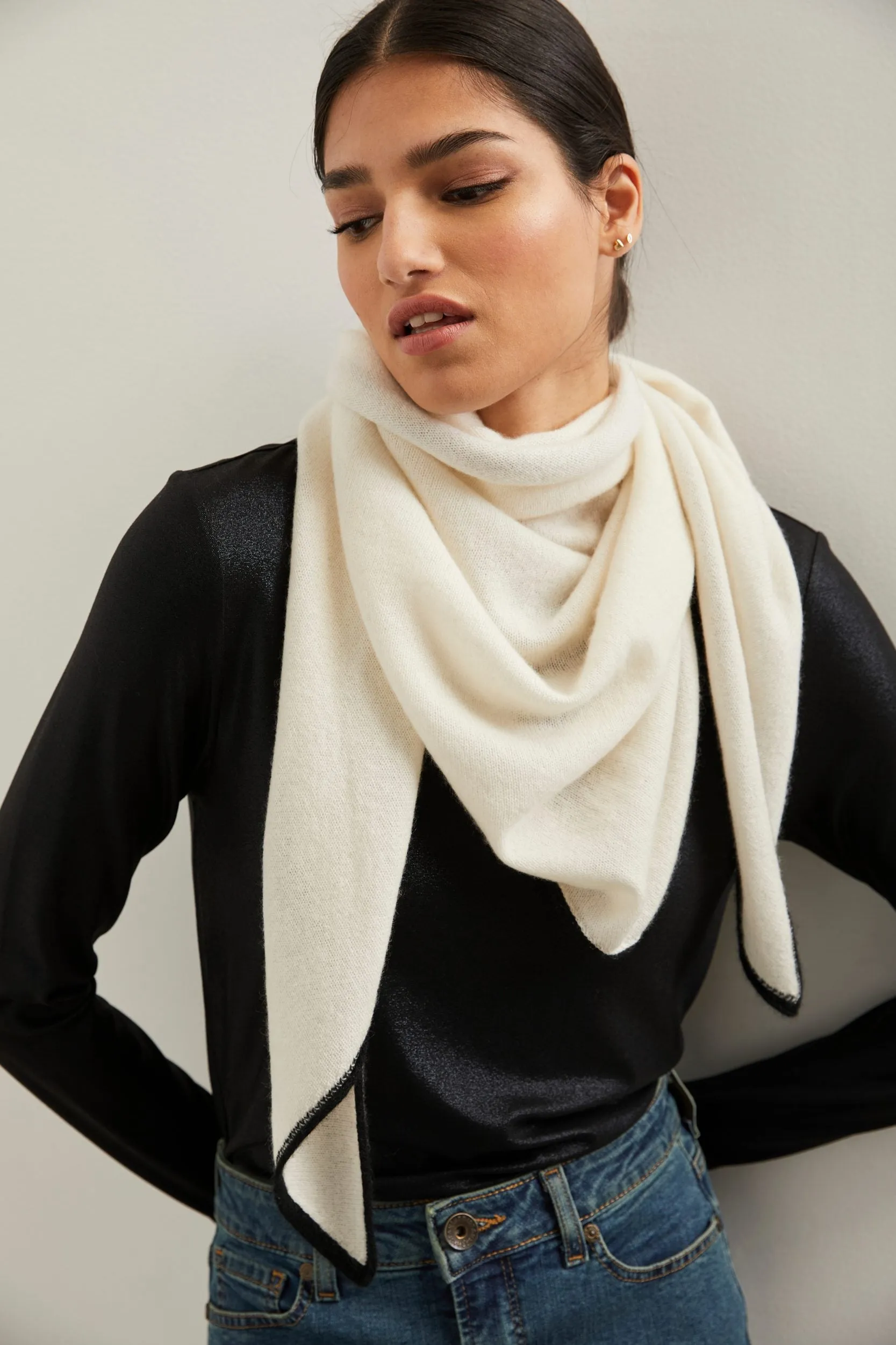 Cashmere triangle scarf sold by Tristan Style