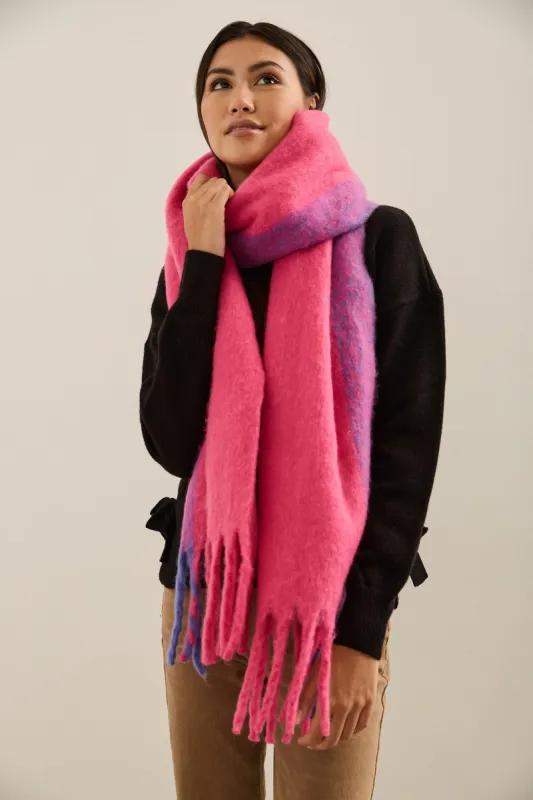 Scarf with large stripe & fringe sold by Tristan Style