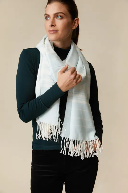 Striped scarf with fringe sold by Tristan Style