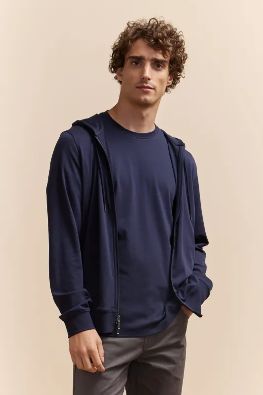 Hooded pima cotton cardigan sold by Tristan Style