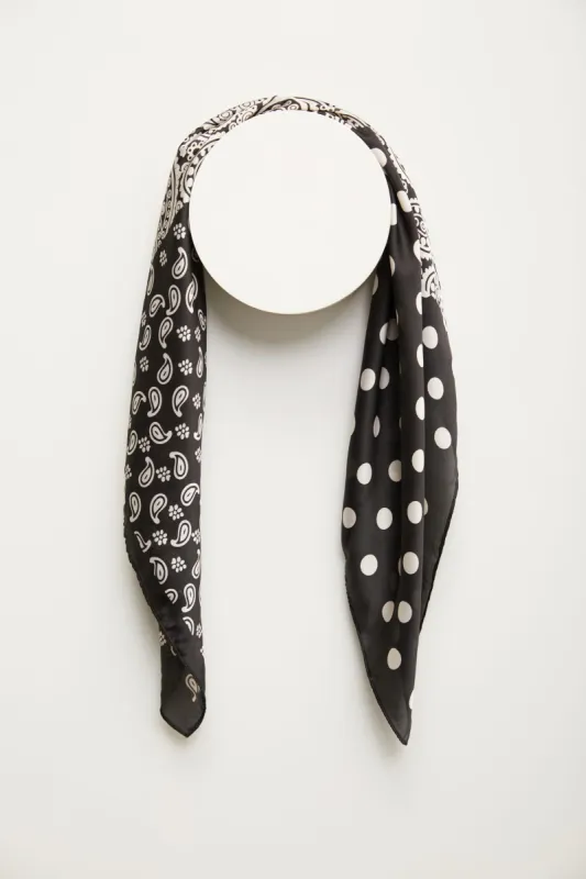 Scarf with black and white print sold by Tristan Style