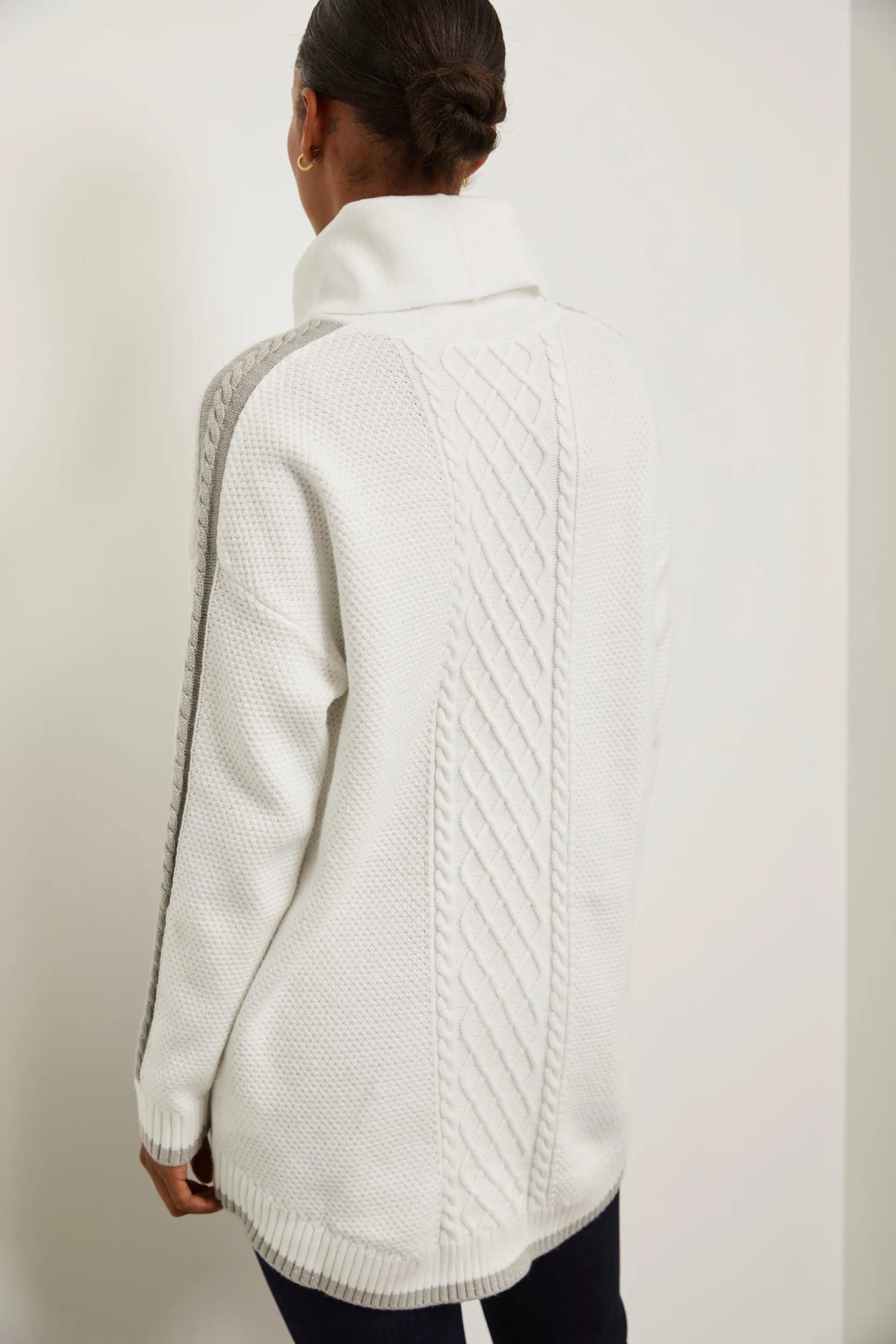 Oversized cable-knit sweater with wide collar sold by Tristan Style product image thumbnail 3