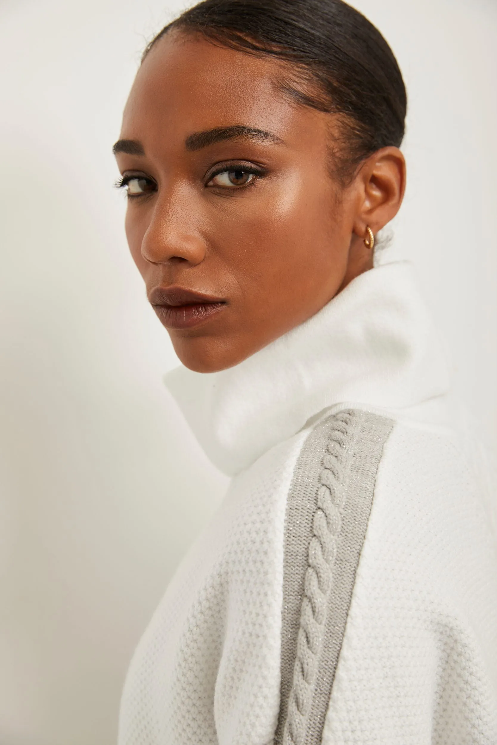 Oversized cable-knit sweater with wide collar sold by Tristan Style product image thumbnail 2