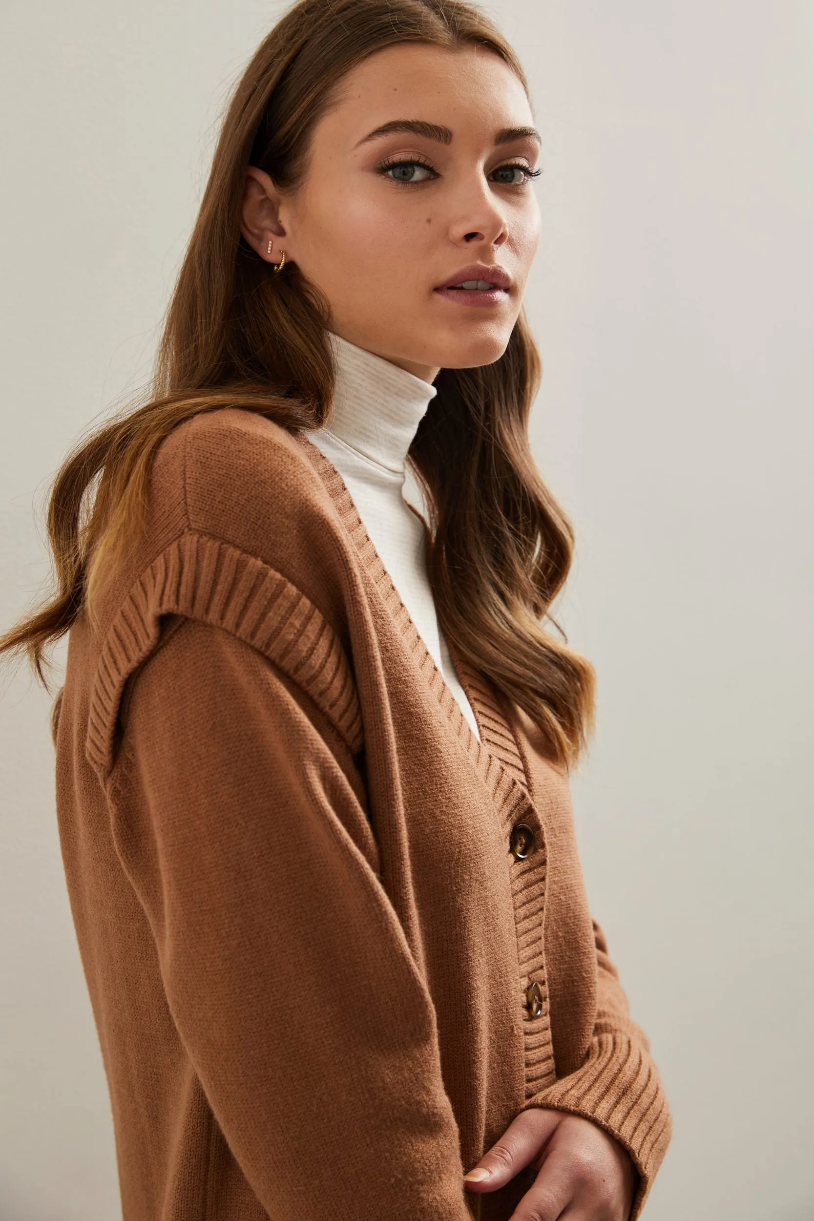 Long cardigan with shoulder inserts sold by Tristan Style product image thumbnail 2