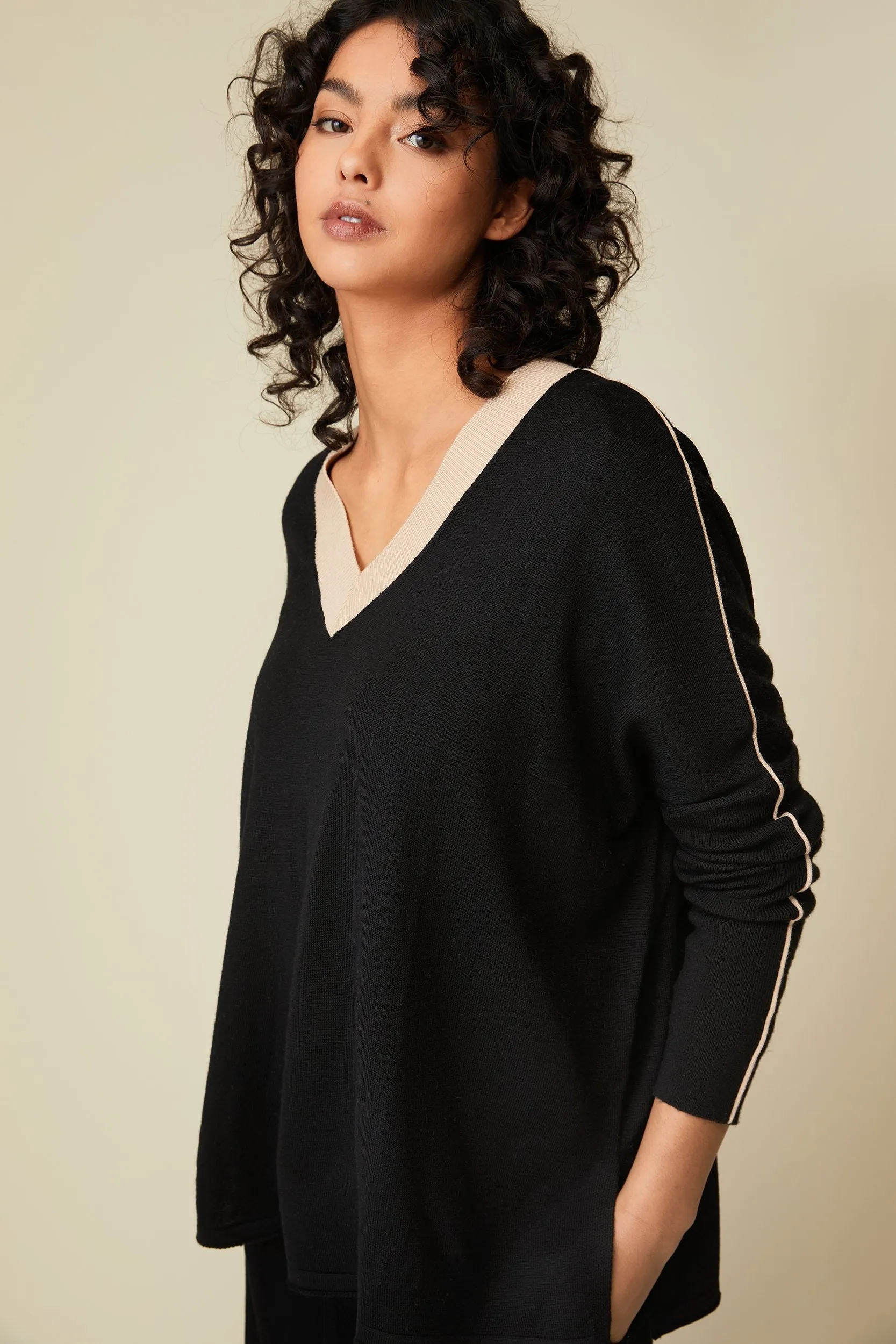 Merino wool sweater with contrasting detail sold by Tristan Style product image thumbnail 4