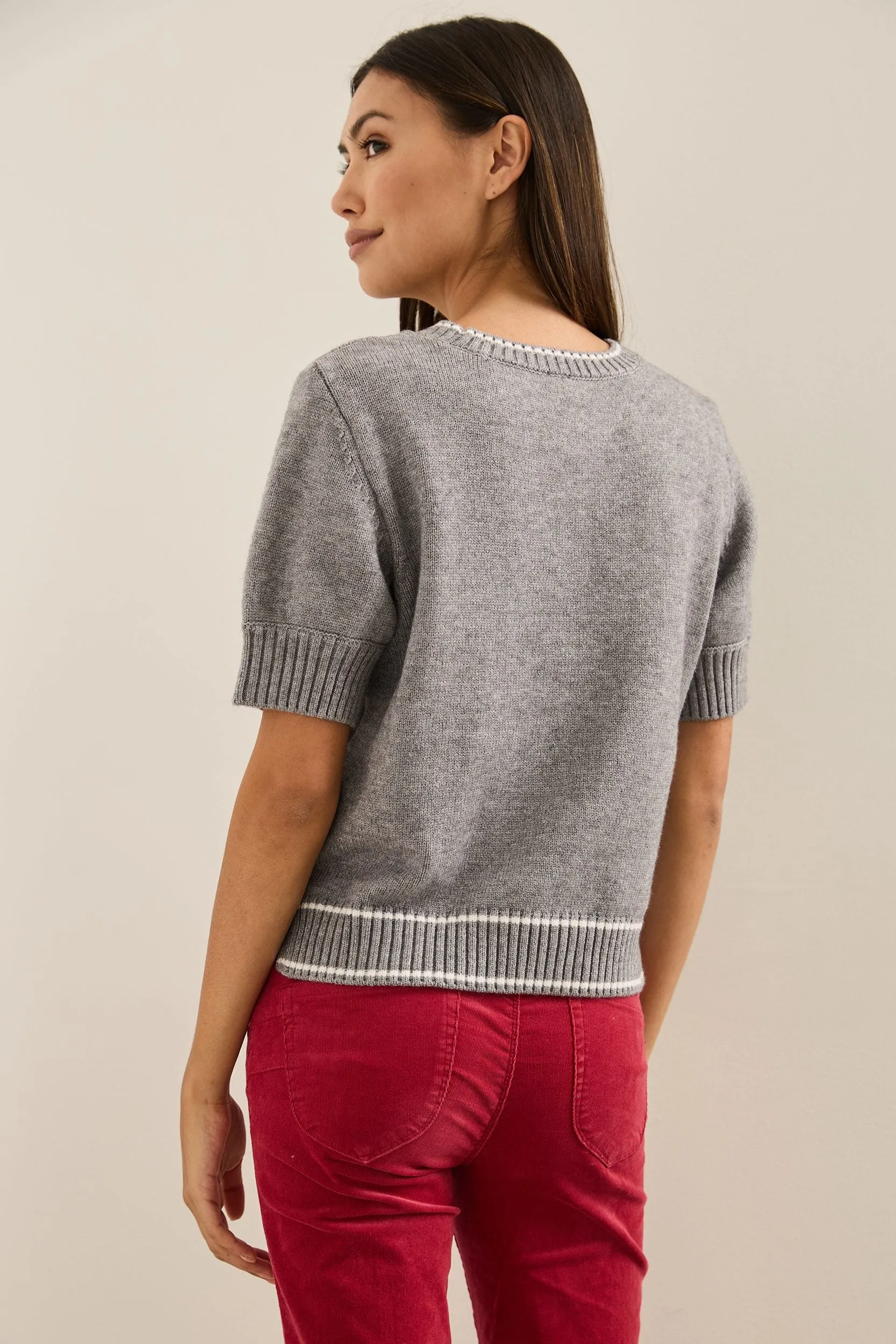 Short Sleeve Cable-Knit Sweater sold by Tristan Style product image thumbnail 3