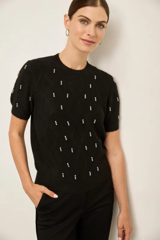 Crew neck sweater with pearls sold by Tristan Style