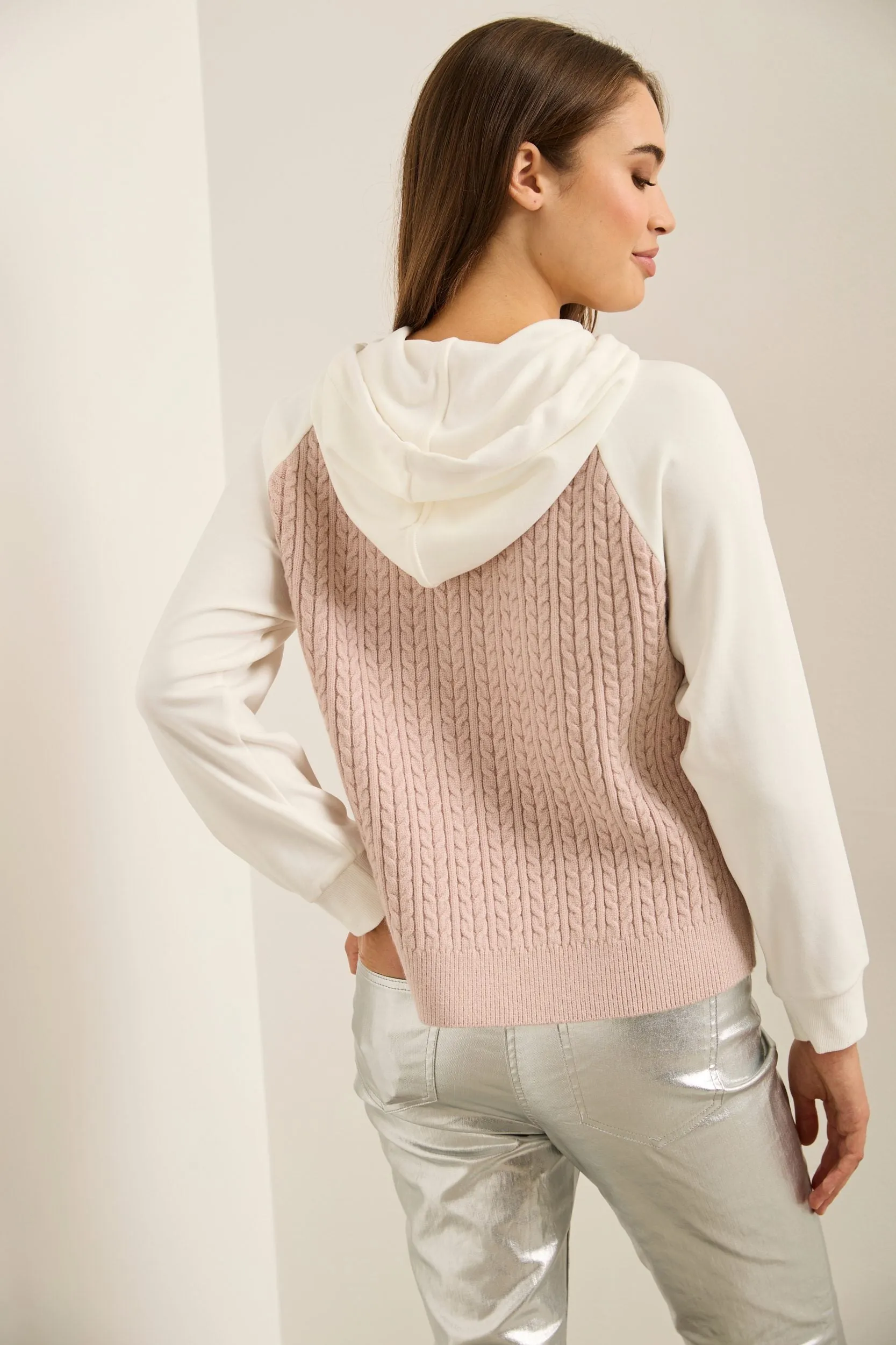 Hooded Sweatshirt With Cable-Knit At Front & Back sold by Tristan Style product image thumbnail 4