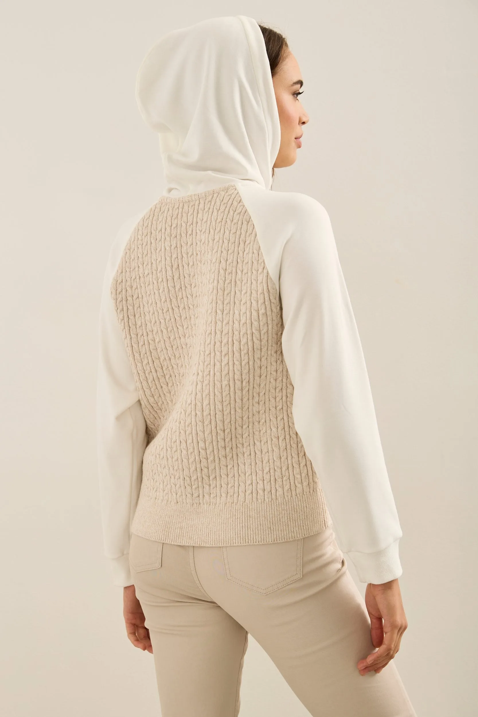 Hooded Sweatshirt With Cable-Knit At Front & Back sold by Tristan Style product image thumbnail 2