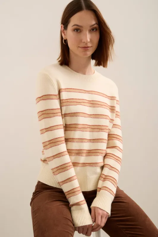 Crew Neck Sweater With Textured Stripes sold by Tristan Style