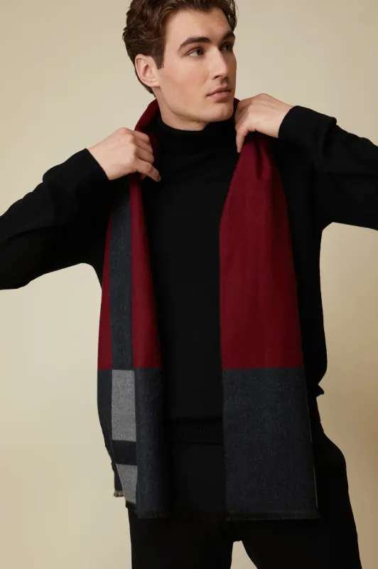 Wide check scarf with fringe sold by Tristan Style