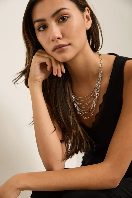 Multi row necklace sold by Tristan Style