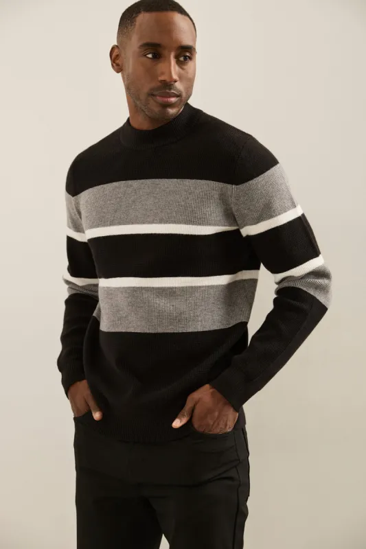 Striped Mock Neck Sweater sold by Tristan Style