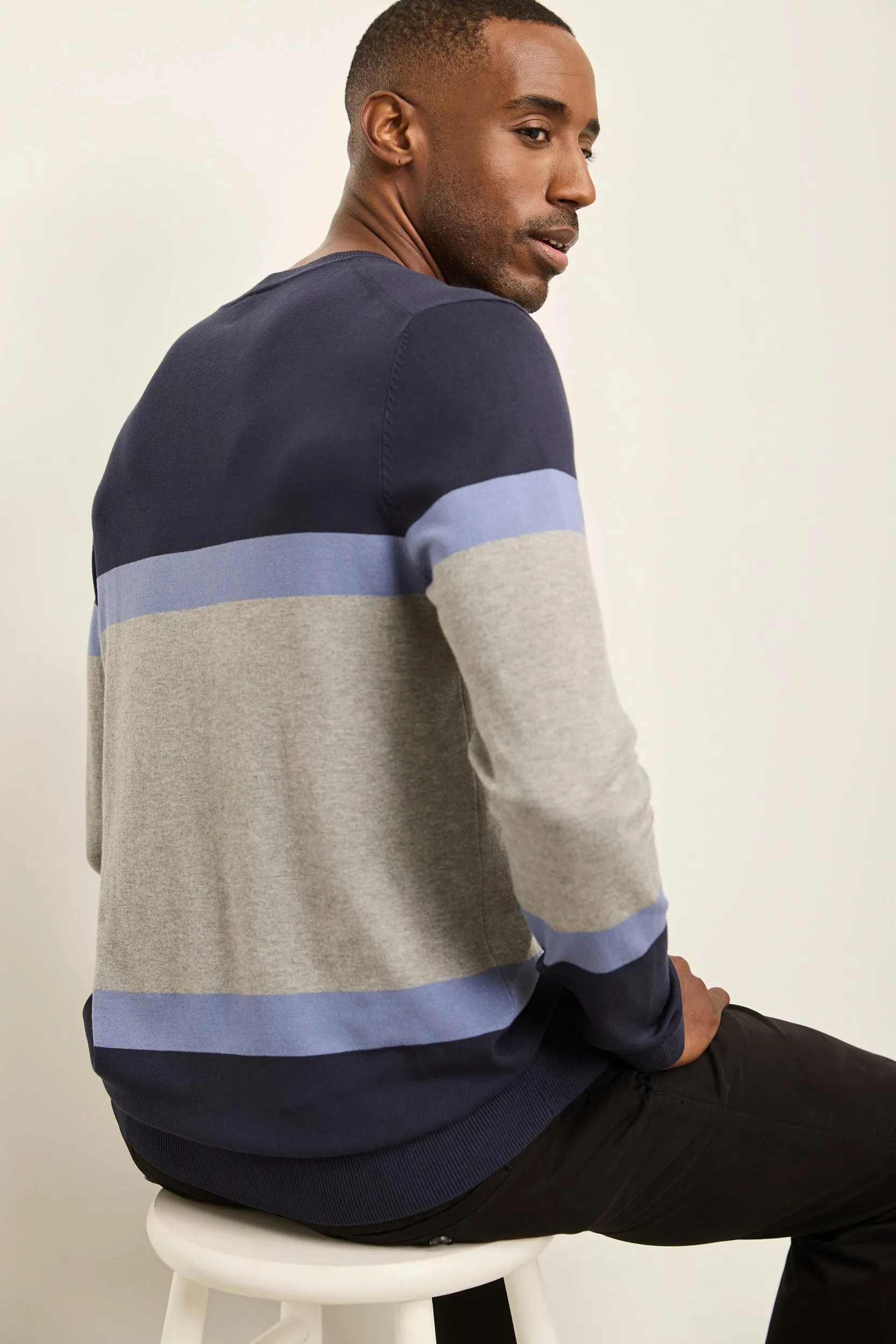 Color block crew neck sweater sold by Tristan Style product image thumbnail 2