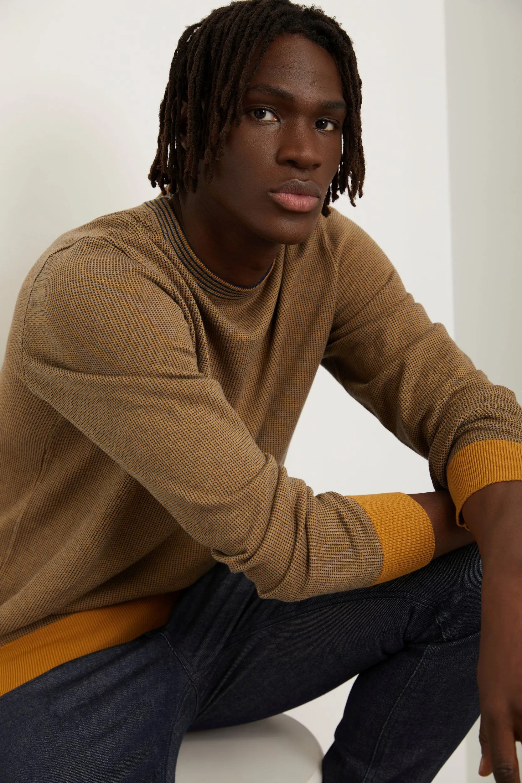 Three tone jacquard sweater sold by Tristan Style product image thumbnail 4