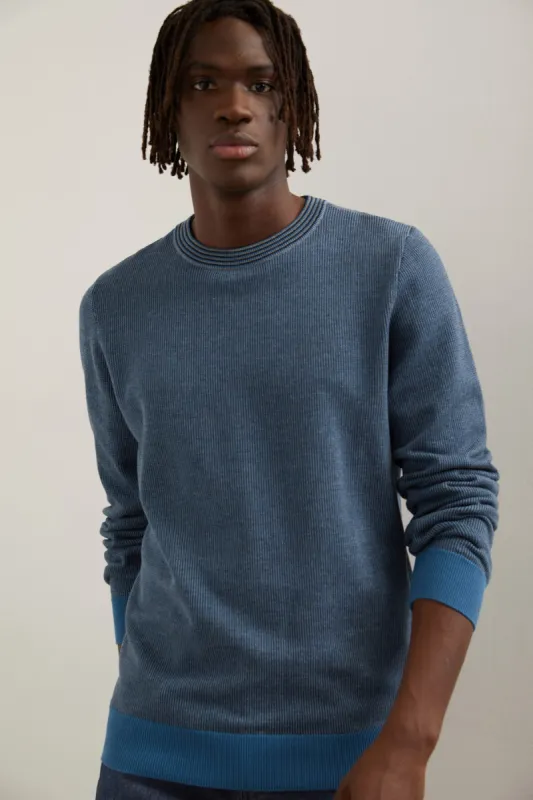 Three tone jacquard sweater sold by Tristan Style