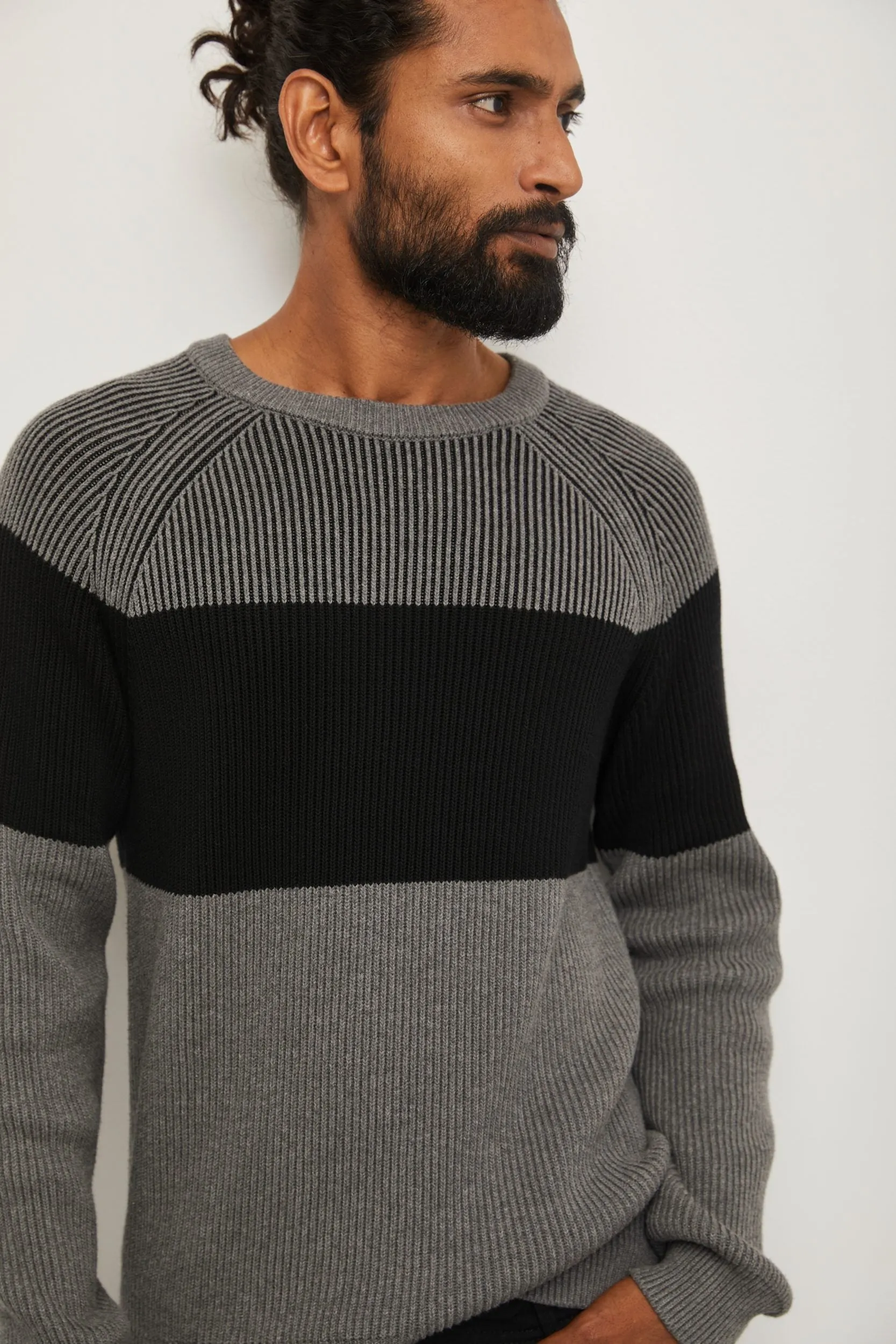Colour block crew neck sweater sold by Tristan Style