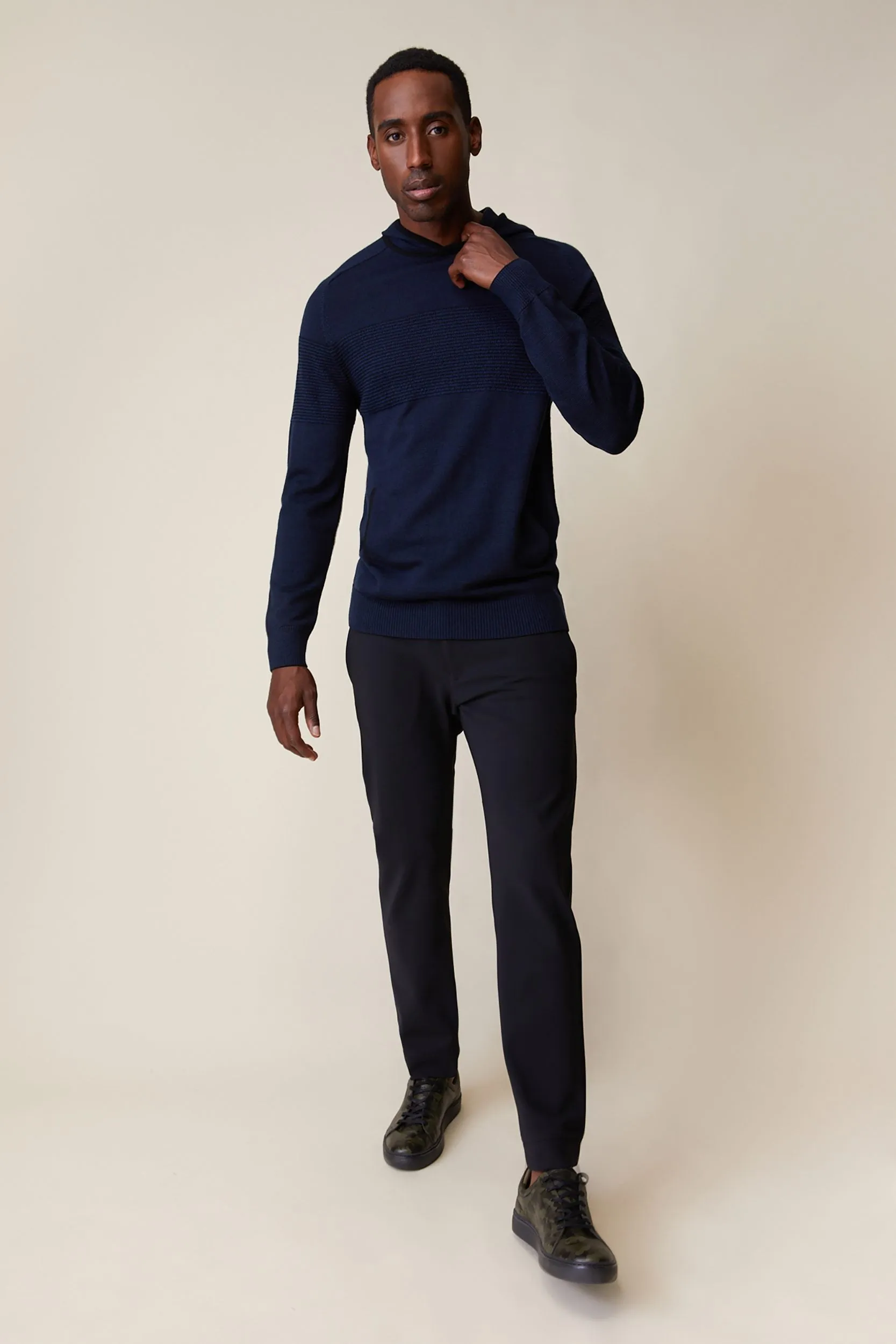 Two tone merino wool hooded sweater sold by Tristan Style product image thumbnail 5