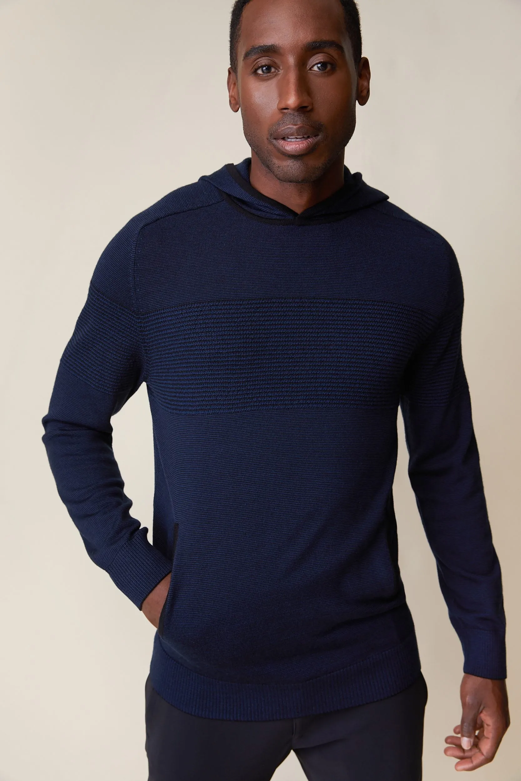 Two tone merino wool hooded sweater sold by Tristan Style product image thumbnail 2