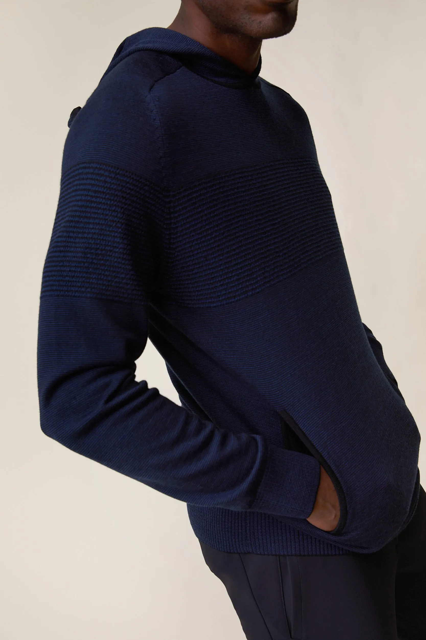 Two tone merino wool hooded sweater sold by Tristan Style product image thumbnail 3