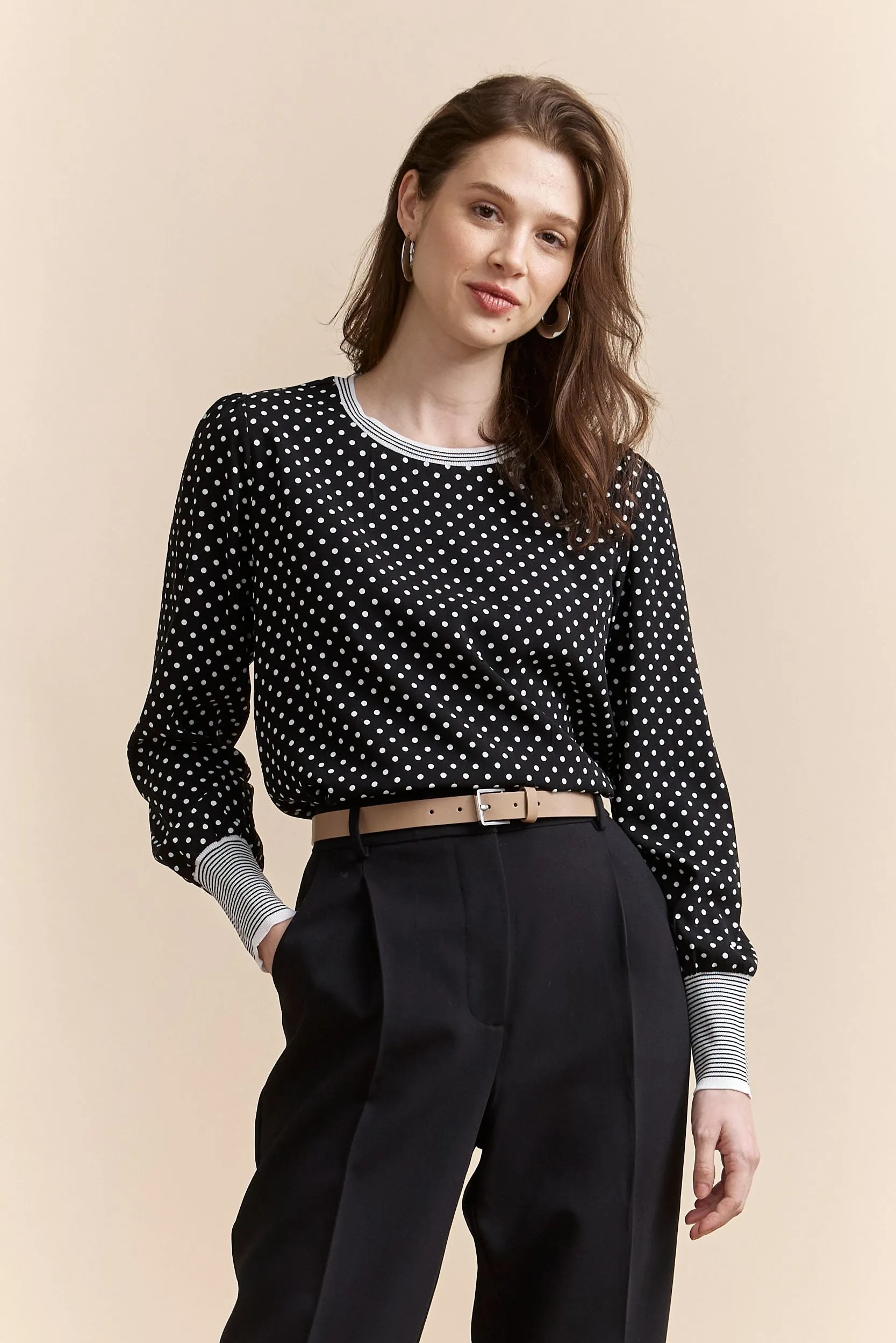 Polka dot blouse with puffy sleeves sold by Tristan Style product image thumbnail 2