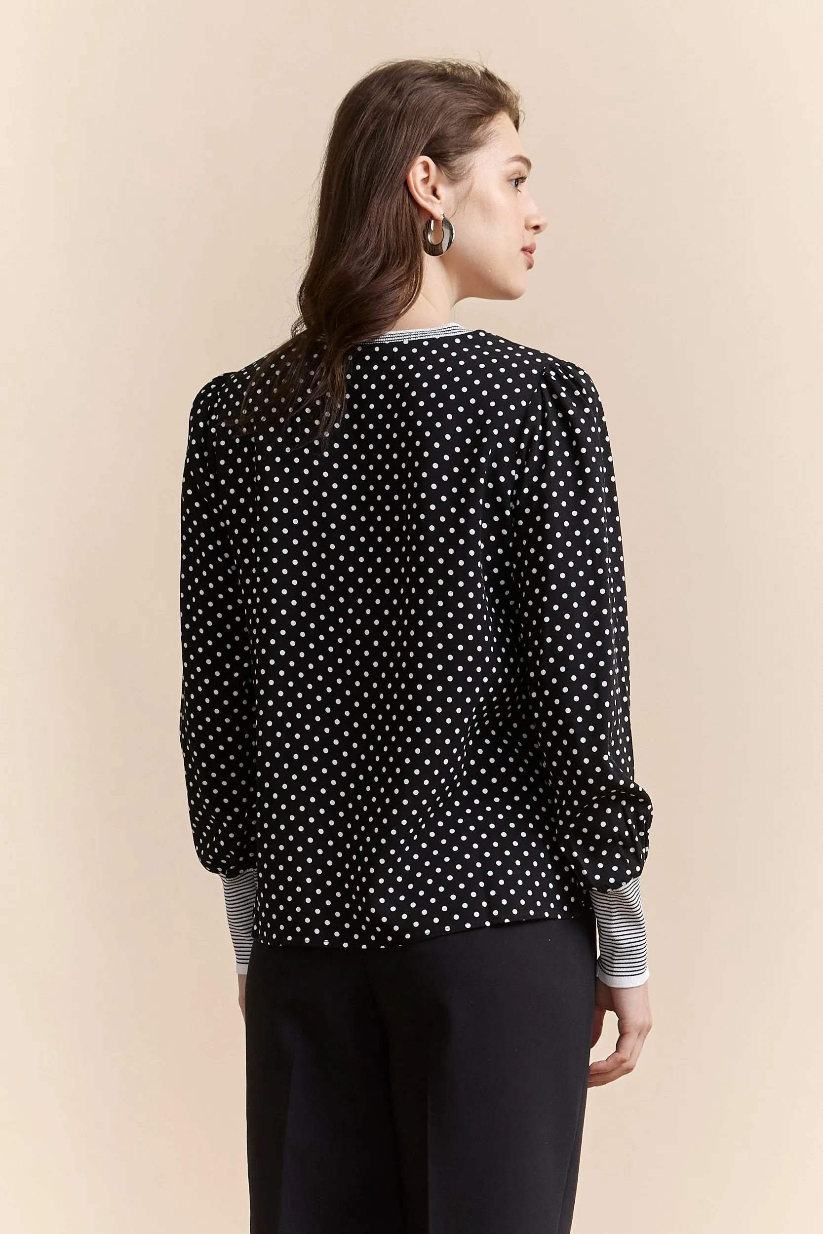 Polka dot blouse with puffy sleeves sold by Tristan Style product image thumbnail 3