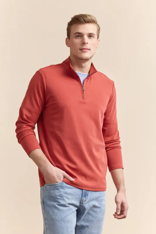 Textured half zip t-shirt sold by Tristan Style