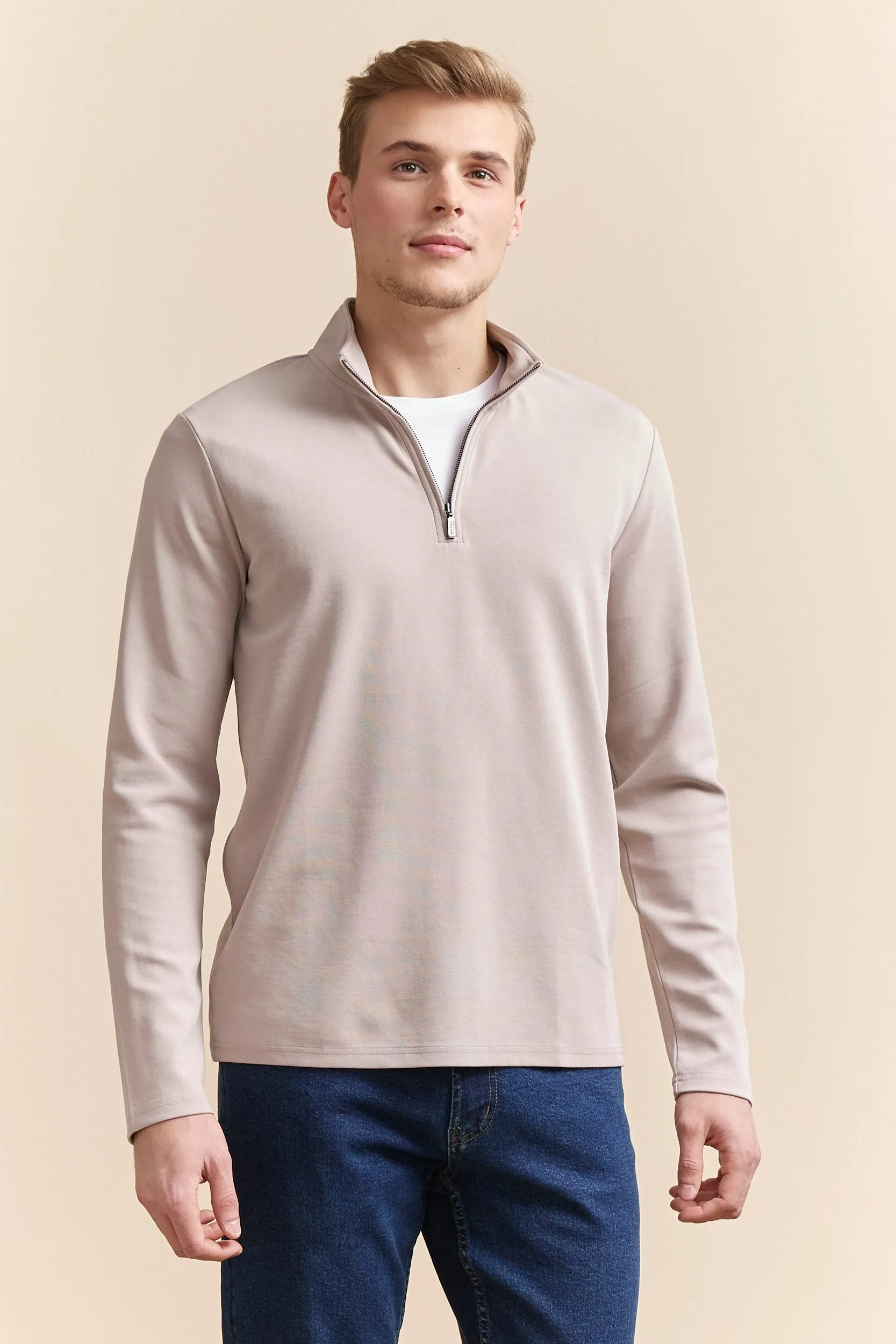 Textured half zip t-shirt sold by Tristan Style product image thumbnail 2