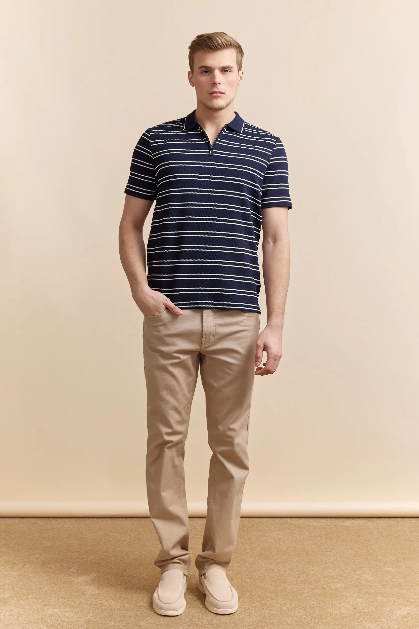 Nautical stripes zip polo sold by Tristan Style product image thumbnail 4