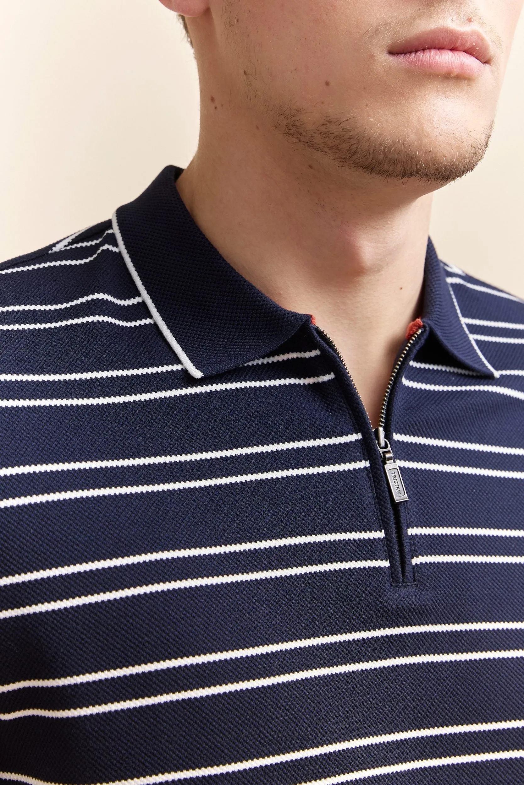 Nautical stripes zip polo sold by Tristan Style product image thumbnail 3