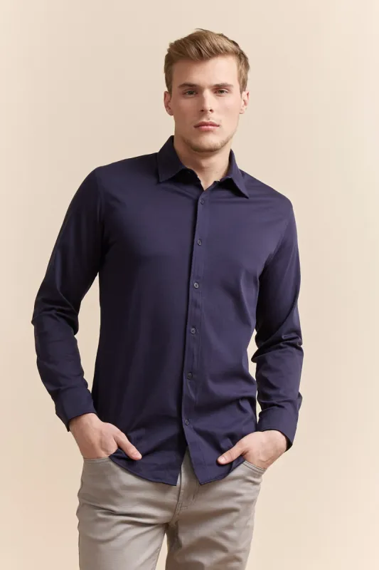 Mercerized cotton Extra-fitted jersey shirt sold by Tristan Style