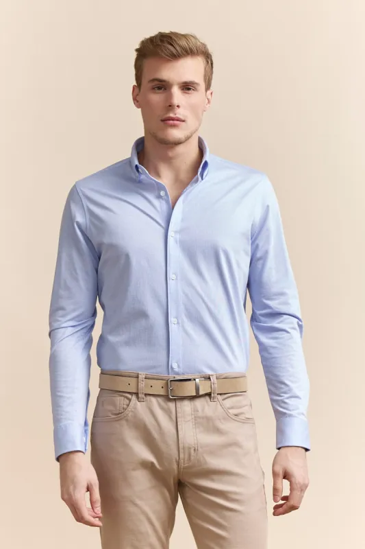 Micro check jersey Fitted shirt sold by Tristan Style