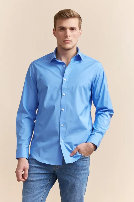 Semi-Fitted stretch poplin shirt sold by Tristan Style