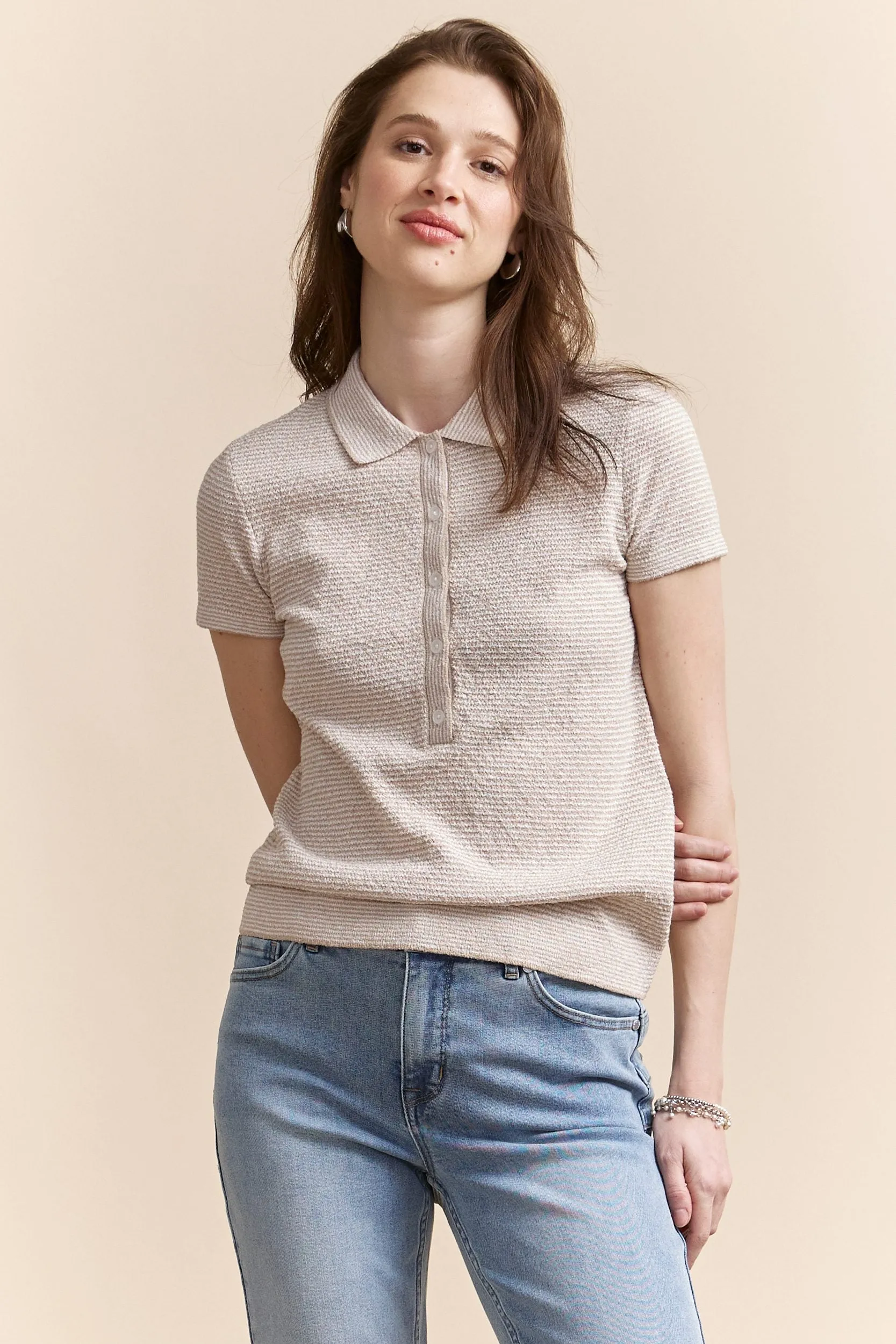 Textured polo sweater sold by Tristan Style product image thumbnail 2