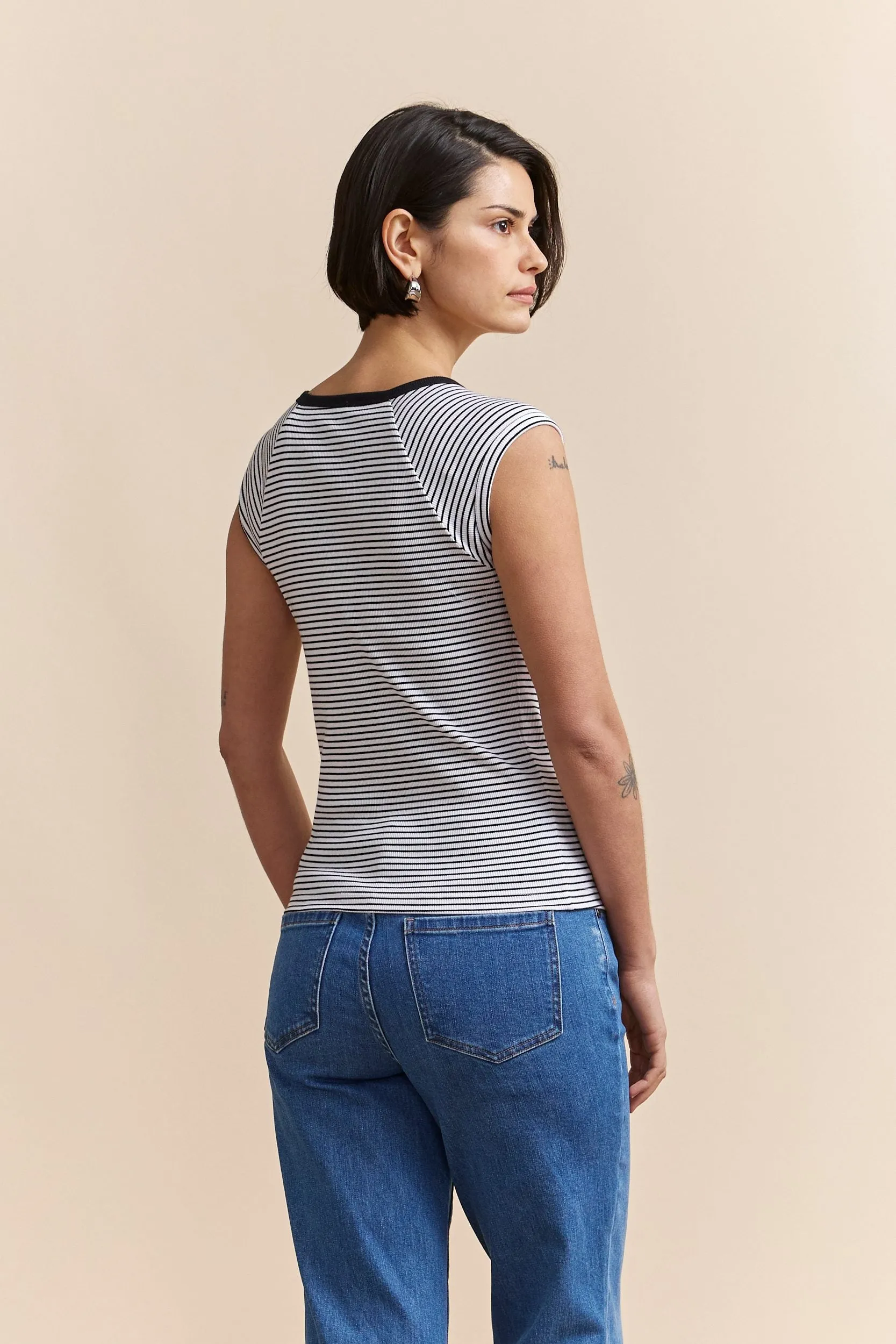 Stripped rib t-shirt sold by Tristan Style product image thumbnail 2