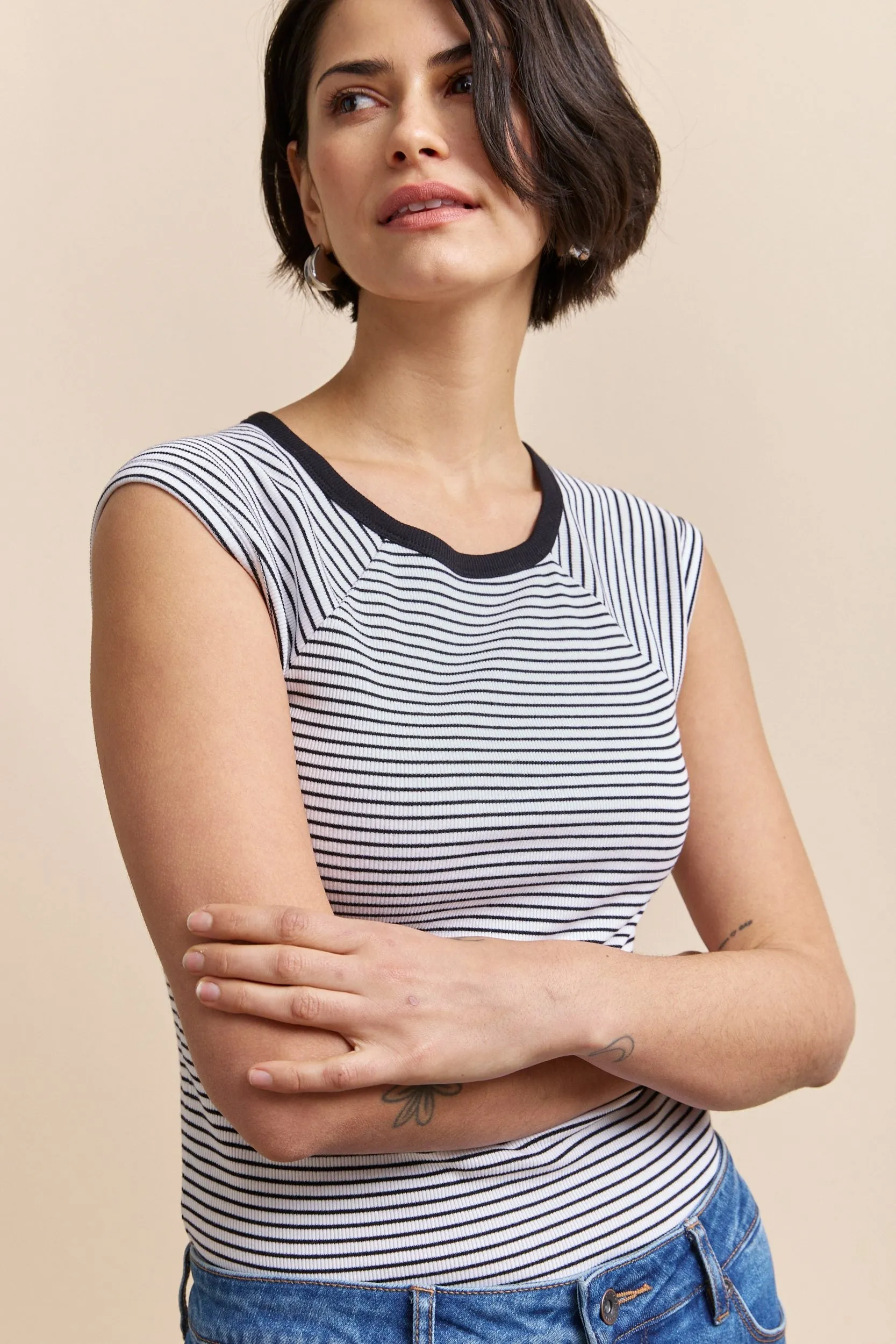 Stripped rib t-shirt sold by Tristan Style product image thumbnail 3