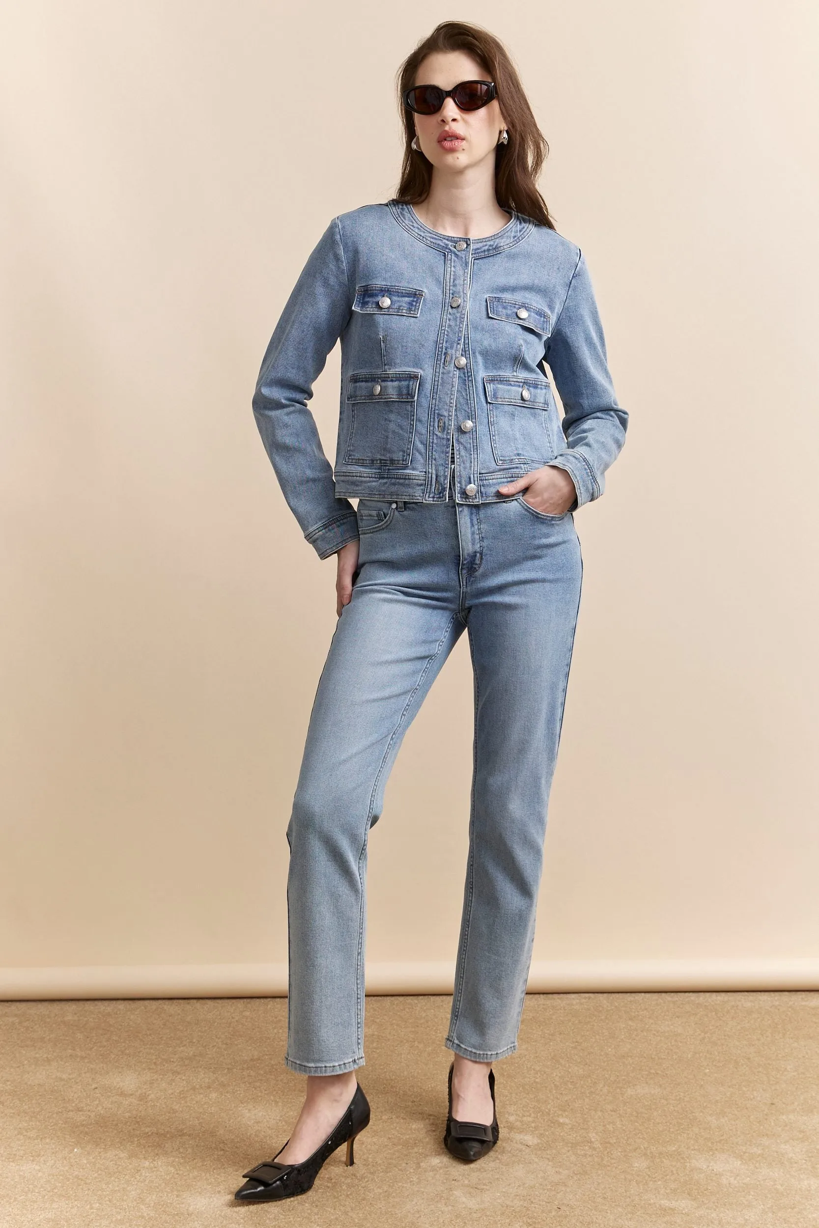 Denim jacket with applied pockets sold by Tristan Style product image thumbnail 4