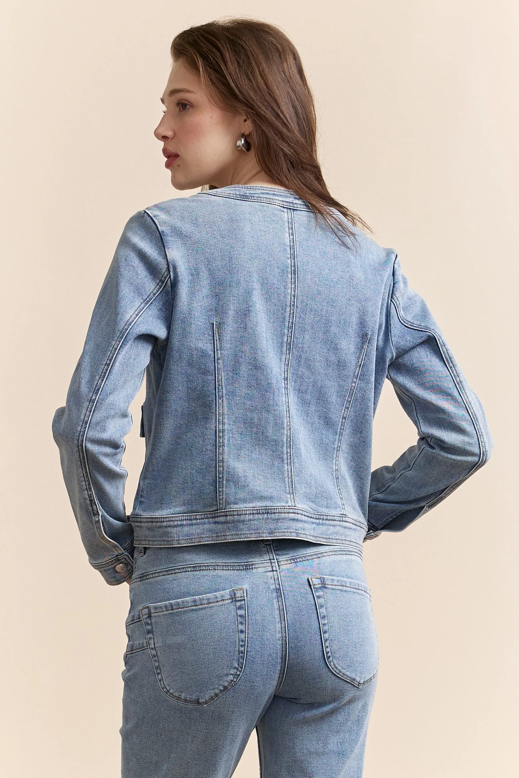 Denim jacket with applied pockets sold by Tristan Style product image thumbnail 2