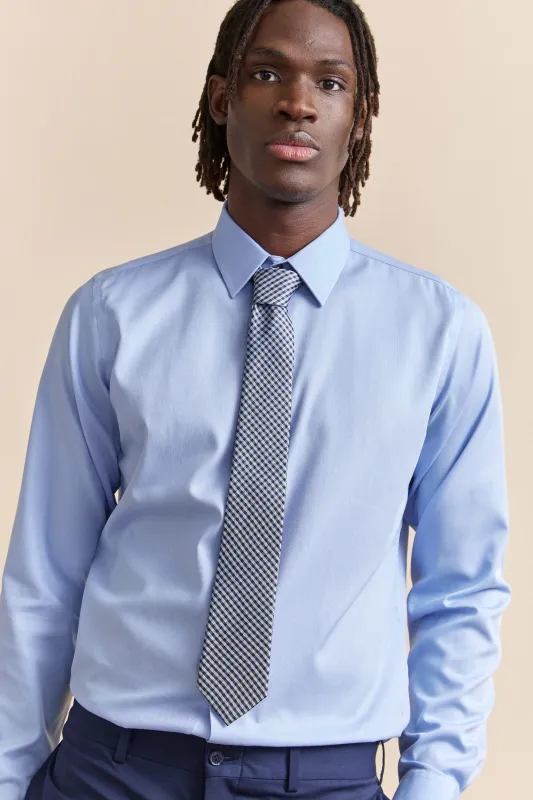 Micro check silk jacquard tie sold by Tristan Style