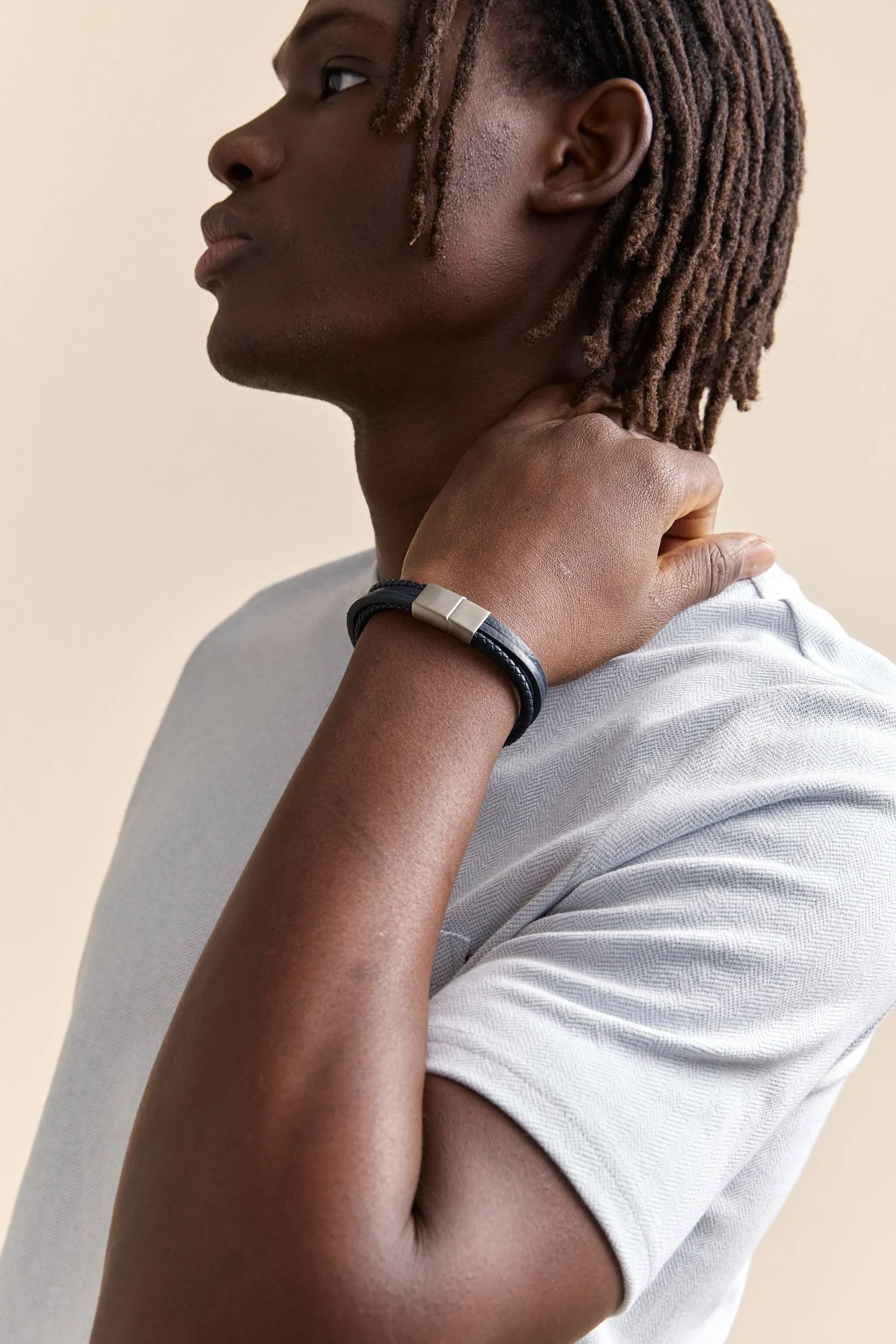 Multi-strand leather bracelet sold by Tristan Style product image thumbnail 2