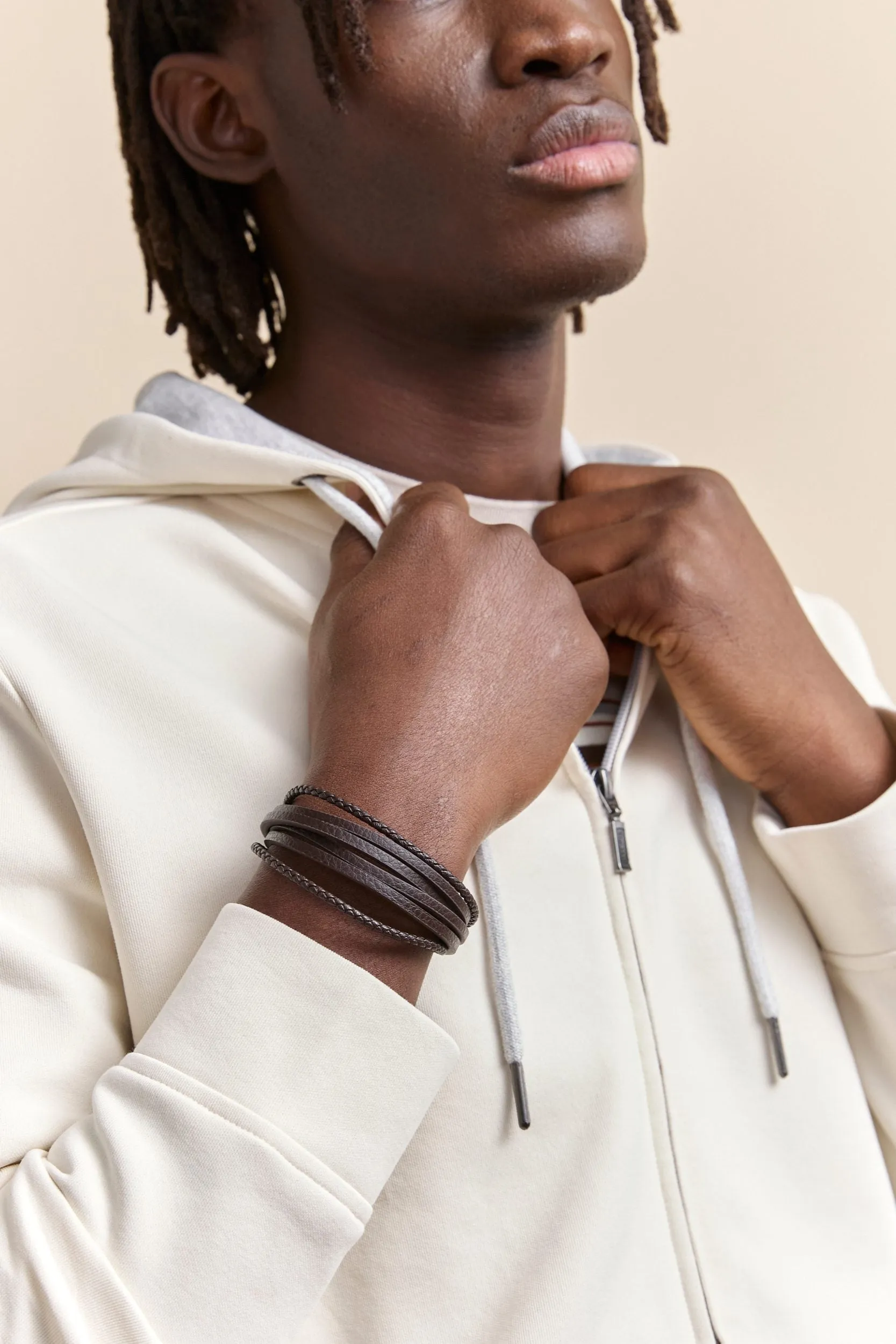 Multi-strand leather bracelet sold by Tristan Style