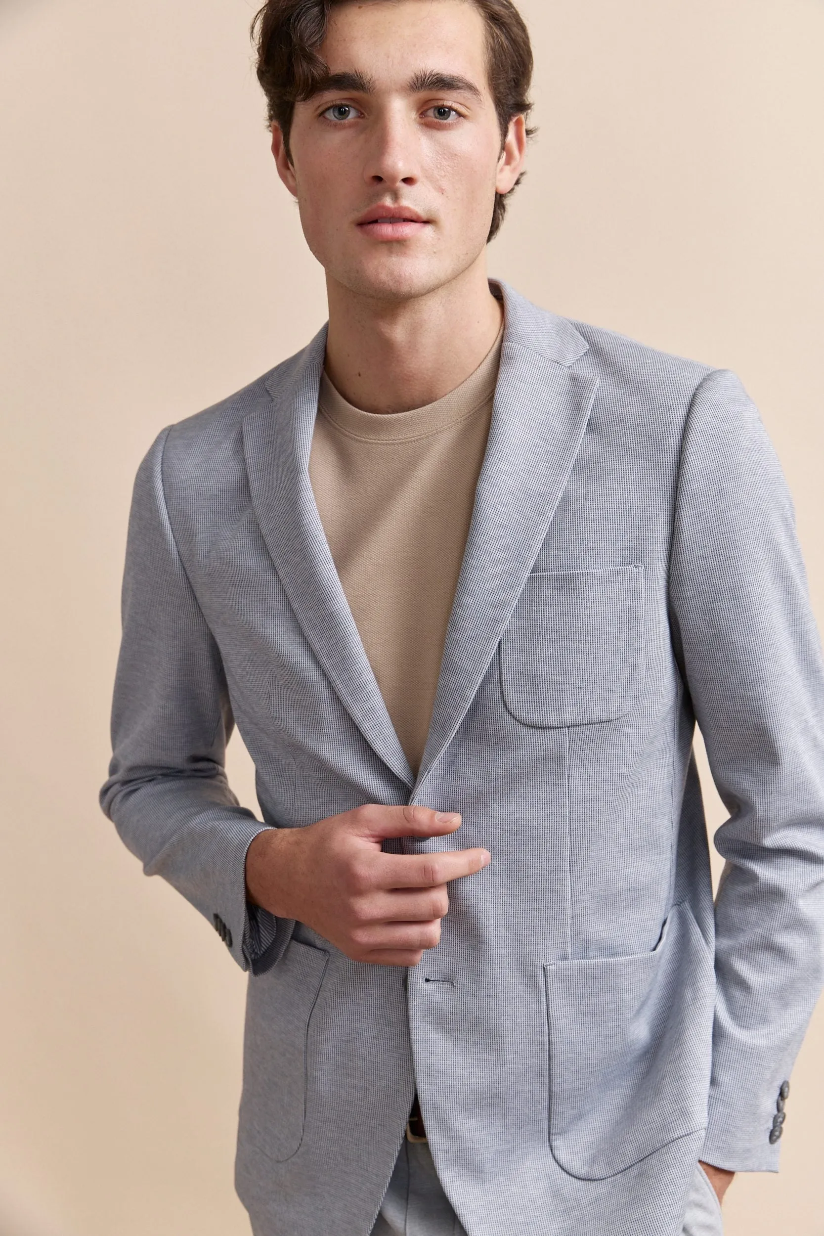 Two tone knit Fitted blazer sold by Tristan Style