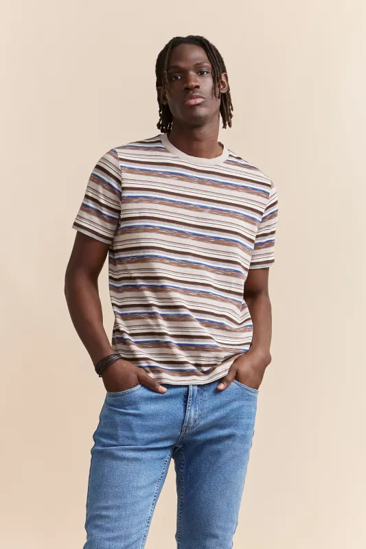 Rib collar striped t-shirt sold by Tristan Style