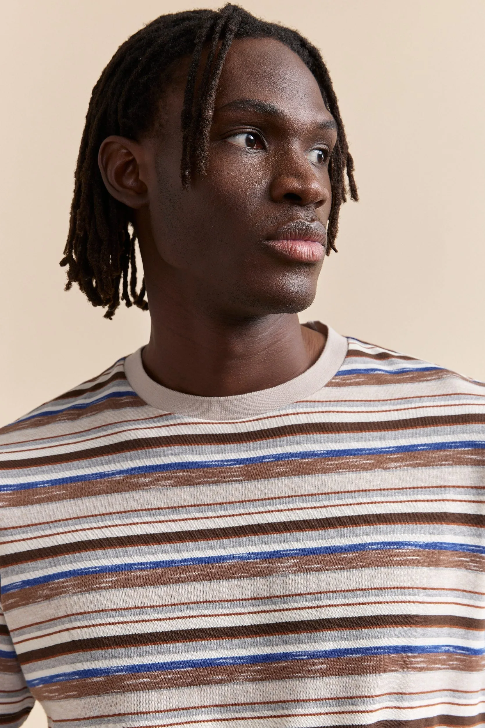Rib collar striped t-shirt sold by Tristan Style product image thumbnail 3