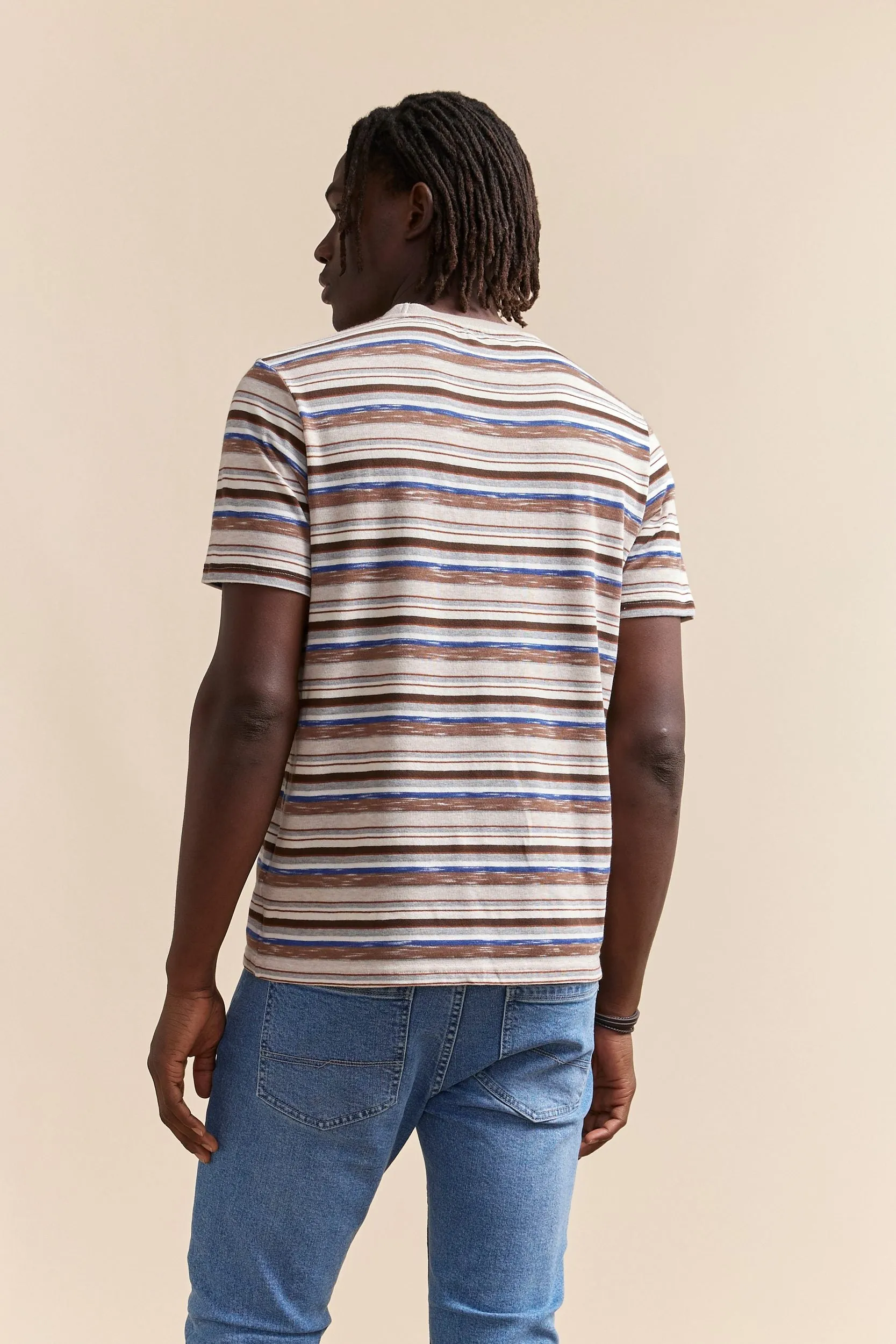 Rib collar striped t-shirt sold by Tristan Style product image thumbnail 2