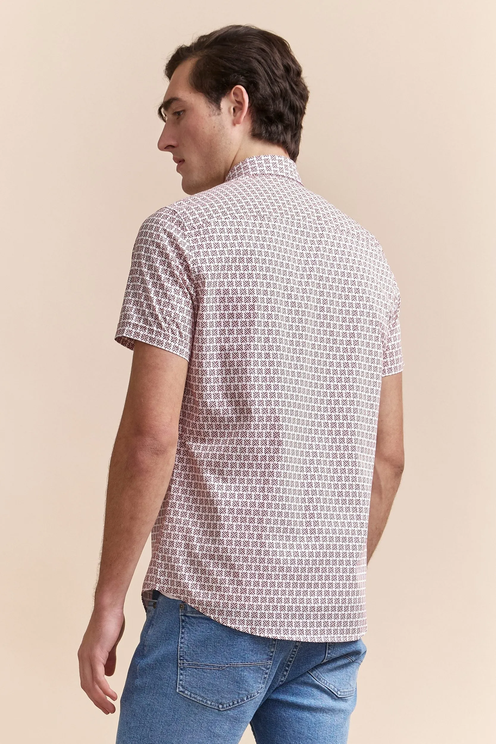 Printed poplin semi-fitted shirt sold by Tristan Style product image thumbnail 2